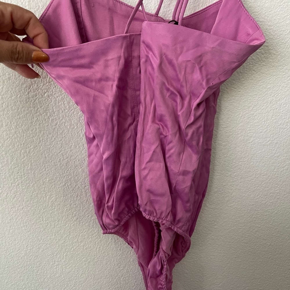 NWT ZARA  SATIN-EFFECT STRAPPY BODYSUIT Pink Size Small Ref 4661/480 - Picture 7 of 14